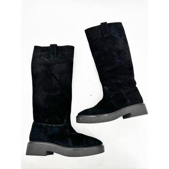 Stuart Weitzman Henley Black Suede Riding Boots 6.5 - Picture 1 of 7